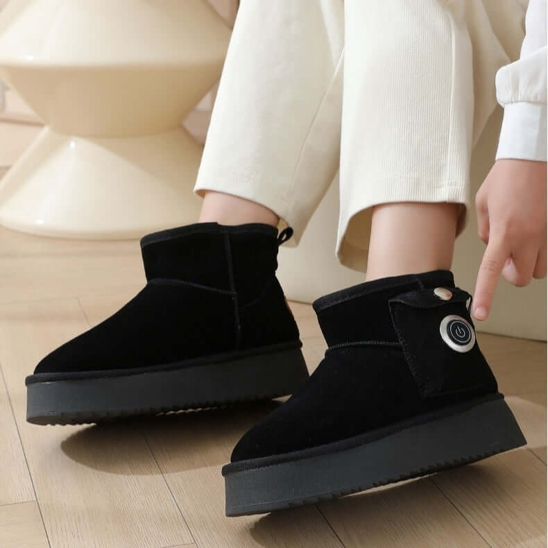 Electrically Warmed Shoes Fleece-lined Warm Leather Cold-proof Men's And Women's Boots