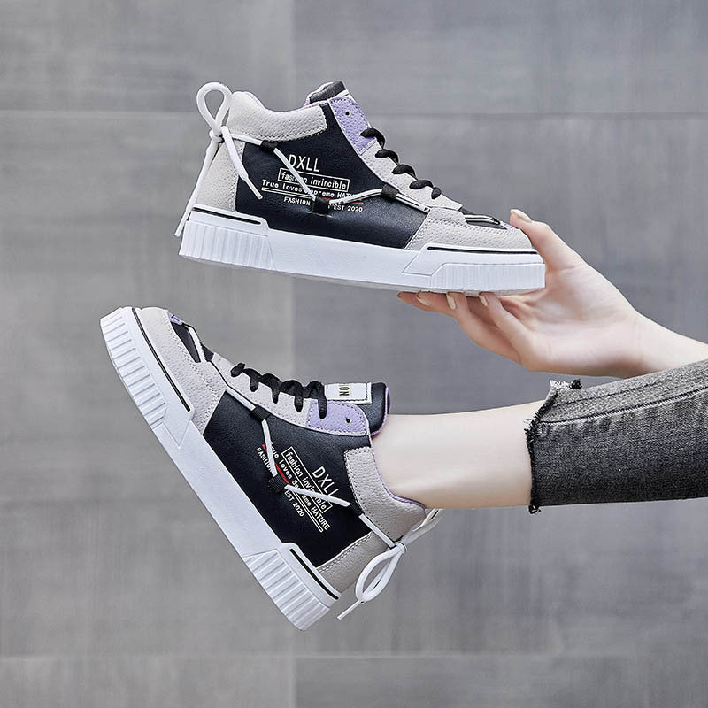 Ins High Top White Shoes Female Spring New Student Running Shoes Female Korean Flat Street Shoes